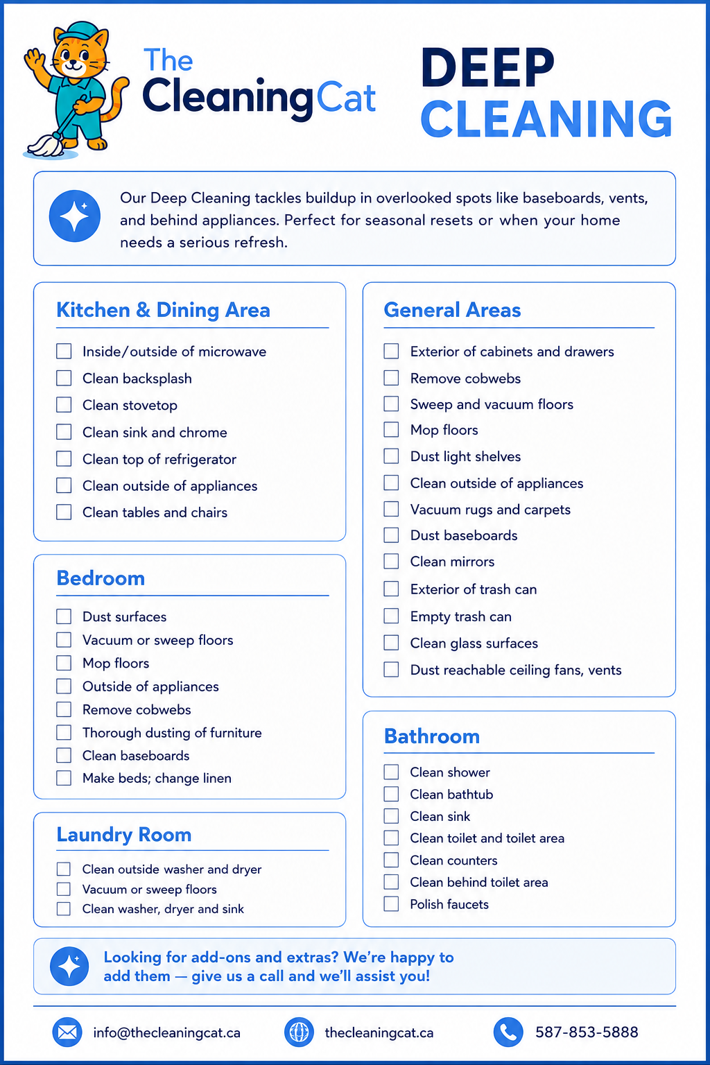The Cleaning Cat deep cleaning checklist preview