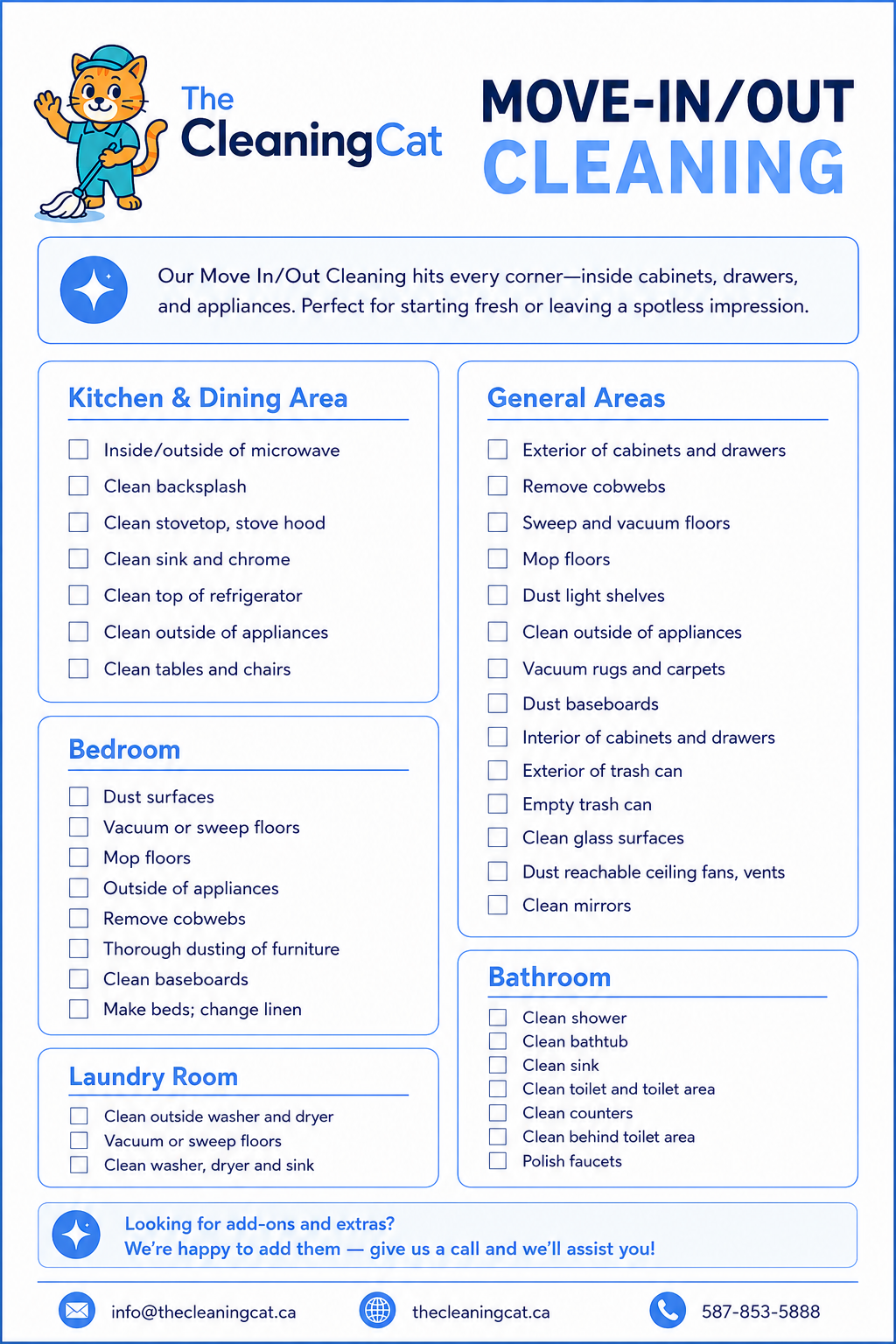 The Cleaning Cat move in and out cleaning checklist preview
